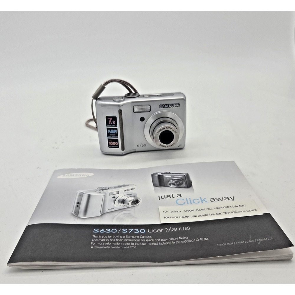Samsung Digimax S730 7.2 MP Digital Camera Silver - For Parts Or Repair